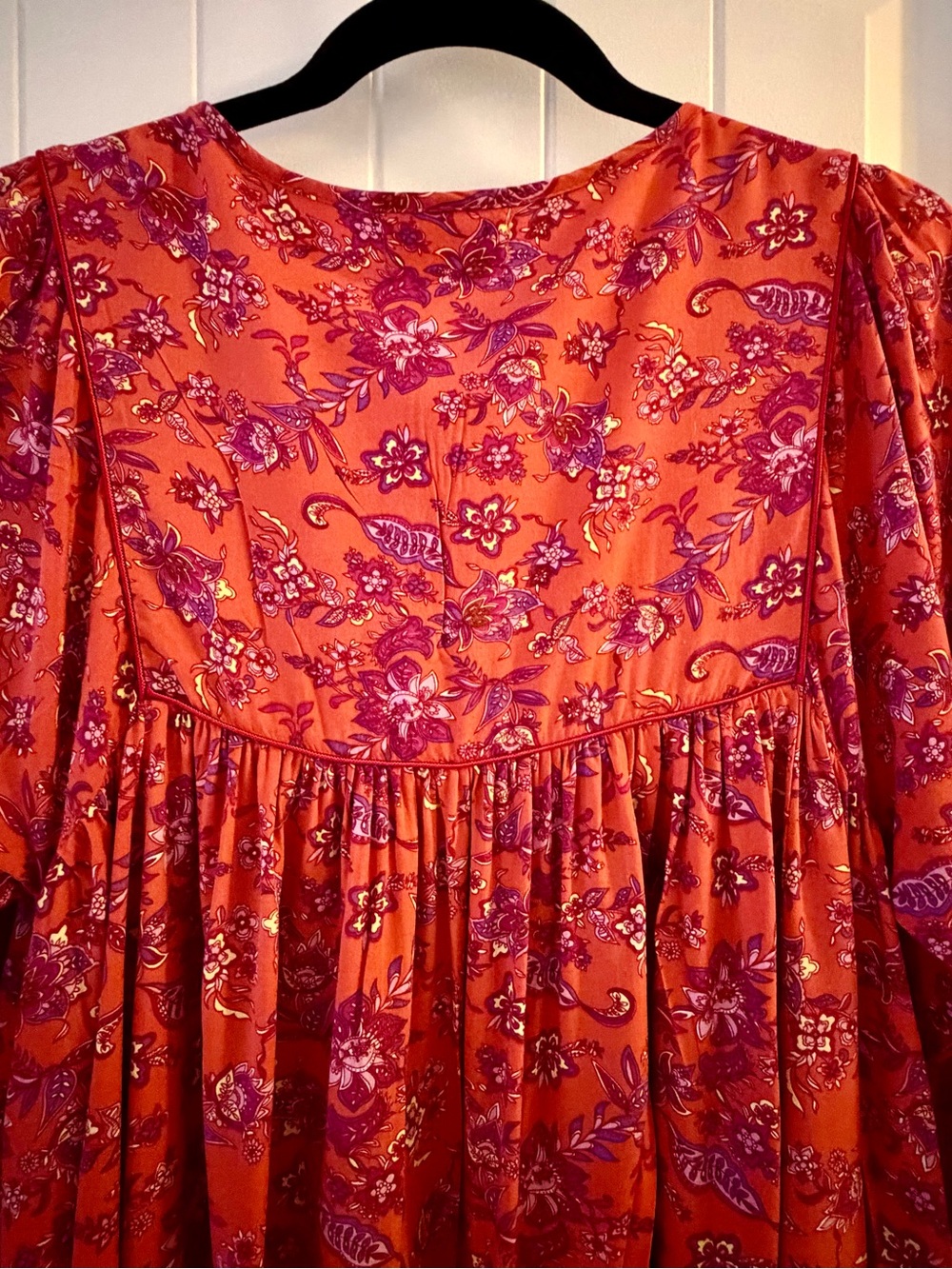 NATURAL LIFE  Boho Coral and Purple Floral V-Neck, Mini Dress Size XS - Picture 6 of 11